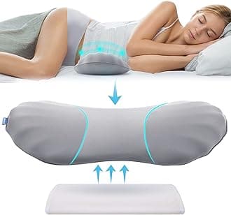 RESTCLOUD Adjustable Lumbar Support Pillow for Sleeping Memory Foam Back Support Pillow for Lower Back Pain Relief and Sleeping, Lumbar Support Pillow for Bed and Chair