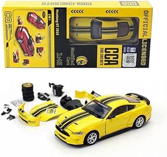 CCA 1:42 Scale Mustang GT 2018 Modified Cars Model Assemble Toy Kits (Yellow)