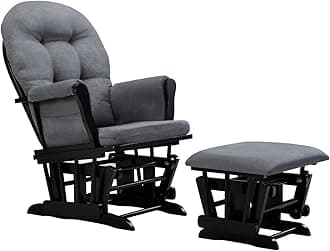 Angel Line Windsor Glider and Ottoman Cushion, Black/Dark Grey