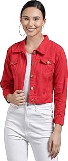 FUNDAY FASHION Women's Cotton Twill Blouson Jacket Red L