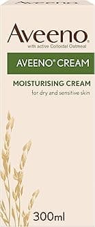 Aveeno Cream, With Colloidal Oatmeal, Actively Moisturises Dry & Sensitive Skin, Regular Use Hydrates the Skin, Suitable For Adults & Also Babies From 3 Months, 300ml