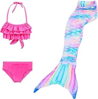 3Pcs 𝙂‭i‭r‭l‭s Sw‭imsuit 𝙈‭e‭r‭m‭a‭i‭d 𝙏‭a‭i‭l for Swimming Gradient Bikini Bathing Suit Set Cosplay Clothing Set