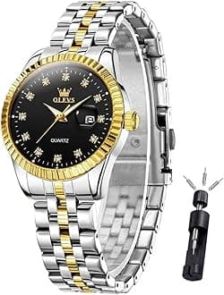 Watches for Women Diamond Luxury Dress Women Watches Analog Quartz Waterproof Day Date Stainless Steel Wristwatch