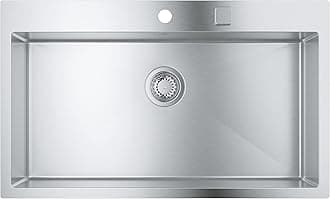 K800 - Stainless Steel Kitchen Sink (Top Mount or Flush Mount, with Overflow and Automatic Waste Fitting, 1 Bowl 790 x 400 x 200 mm, Thickness 1 mm), 846 x 510 mm, 31584SD1