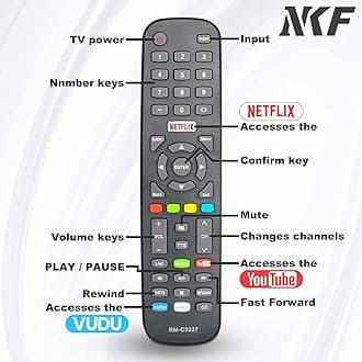 NKF Replacement Remote Control RM-C3327 KT1746-HG1 for JVC & Polaroid Smart TVs: LT-55E770, LT-49E770, 40T2F, 50T7U, 49T7U, 55T7U, 60T7U