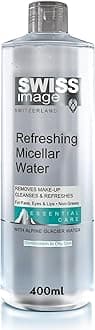 Swiss ImageEssential Care Refreshing Micellar Water 400 Ml, Removes Makeup, Cleanses And Refreshes, Micellar Water Makeup Remover For Face, Eyes And Lips, Non-Greasy