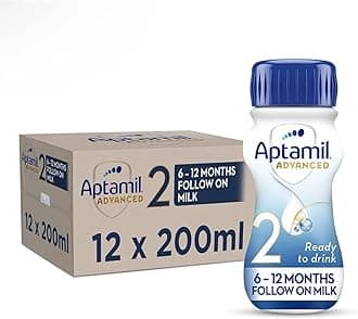 Aptamil Advanced 2 Follow On Baby Milk Ready to Use Liquid Formula 6-12 Months 200 ml (Pack of 12 Bottles)