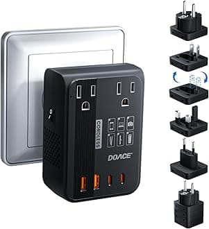 DOACE 350W Voltage Converter US to Europe - 220V to 110V Converter for European Travel, Power Converter Adapter Combo with PD Chargers for Hair Straightener Shaver Toothbrush CPAP Laptop Camera Phone