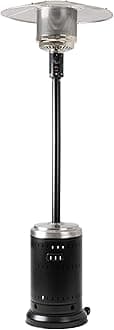 Amazon Basics 46,000 BTU Outdoor Propane Patio Heater with Wheels, Commercial & Residential, Large, Black / Stainless