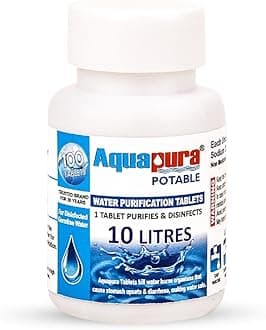 Potable Water Purification Tablets 100 Tablets Pack, Each Tablet for 10 litres Water (Water Purifier), 3 Years Shelf Life & Warranty, Makes Water Pure and Safe