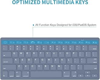 OMOTON Bluetooth Keyboard Compatible with iPad A16 11th 10th Generation, iPad 10.2 (9th/8th/7th), iPad Pro 13/12.9/11 inch, iPad Air/Mini and More iOS Devices, Blue