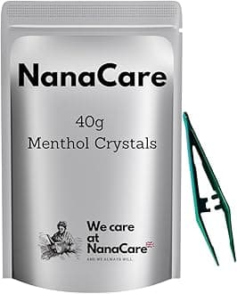 – Menthol Crystals with Tweezers (40g) - Menthol Crystal for Inhalation -Eucalyptus Crystals for Sinus, Blocked Nose, Catarrh and Mucus Relief - Steam,Nasal Decongestant for Cold,Flu and Cough