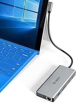 Docking Station, USB C Hub, TOTU 12 in 1 Surface Pro Docking Station with 4K HDMI, Ethernet, VGA, 92W PD, USB-C 3.0 and 2 USB 3.0 for MacBook Pro Air and Type-C Laptops with Thunderbolt 3 or 4