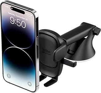 Easy One Touch Advanced Universal Car Mount Dashboard & Windshield Suction Cup Phone Holder for iPhone, Samsung, Google, All Smartphones