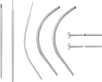 14G 16G 18G 20G Piercing Taper, Stainless Steel Threadless Insertion Pin Screw On Assistant Tool, Curved Body Piercing Stretching Kit for Ear/Nose/Navel/Lip/Eyebrow