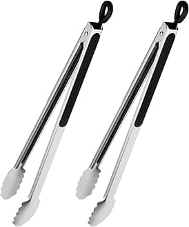 Grill Tongs, 17 Inch Extra Long Kitchen Tongs, Premium Stainless Steel Tongs for Cooking, Grilling, Barbecue/BBQ, Buffet (17" 2PCS)