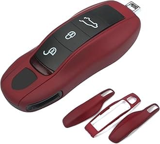 Bordeaux Red Key Fob Cover Compatible with Porsche Key Shell Key Fob Shell Replacement Compatible with Porsche Cayenne Panamera 911 718 Macan Boxster Cayman Old Style
