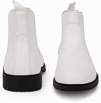 Men's Ankle Boots Chelsea Round Toe Slip on Waterproof Faux Leather Classic Dress Booties for Men