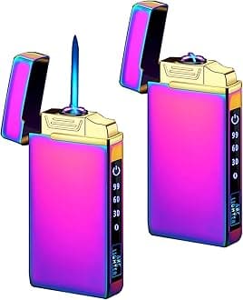 Arc Electric and Refillable Butane Jet Flame Torch Lighter 2 in 1, USB Rechargeable with LED Lighting Windproof for Fire, BBQs, Fireworks, Candle, Camping, Outdoor (Color Ice)