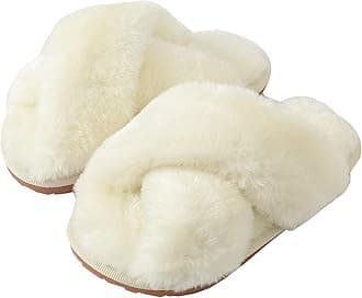 Womens & Girls Slippers Ladies Fluffy Plush House Slippers Cozy Open Toe Faux Fur Sliders for Girls Warm Sandals Indoor Winter