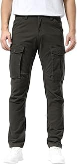 Plaid&PlainMen's Cargo Pants Slim Fit with Articulated Knees