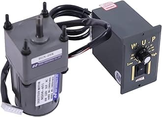 Electric Gear Reduction Motor AC 110V Adjustable Variable Gear Reducer Motor, 6W 20K 0-1400rpm Reversible High Torque Variable Speed Gear Motor with Speed Controller(Reduction Ratio 1:20)