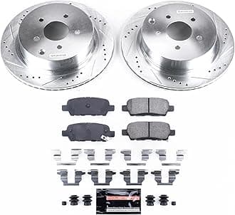 PowerStop Rear Brake Kit For Infiniti 2003-2008 FX35, 2014-2018 QX60, 2009-2024 Nissan Murano, 2013-2020 Pathfinder - Drilled and Slotted Disc Rotors with Ceramic Brake Pads Replacement, K2427