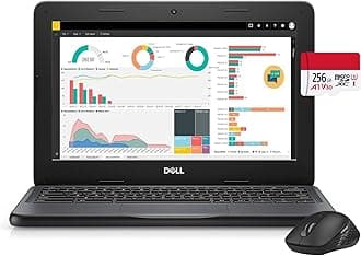 DellChromebook 3180 Laptop PC, Intel Celeron N3060 Processor, 4GB Ram, (16GB SSD Storage + 256GB Micro SD), Wi-Fi | Bluetooth, HDMI, USB 3.1 Gen 1, Web Camera, Chrome OS (Renewed) (Non-Touch)