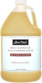Bon Vital' Sweet Almond Oil Skin & Hair Moisturizer & Gentle Massage Oil, Carrier Oil for Diffusers, Improve Hair Texture and Hydrate Skin, 100% Pure Massage Therapy Oil, 1 Gallon