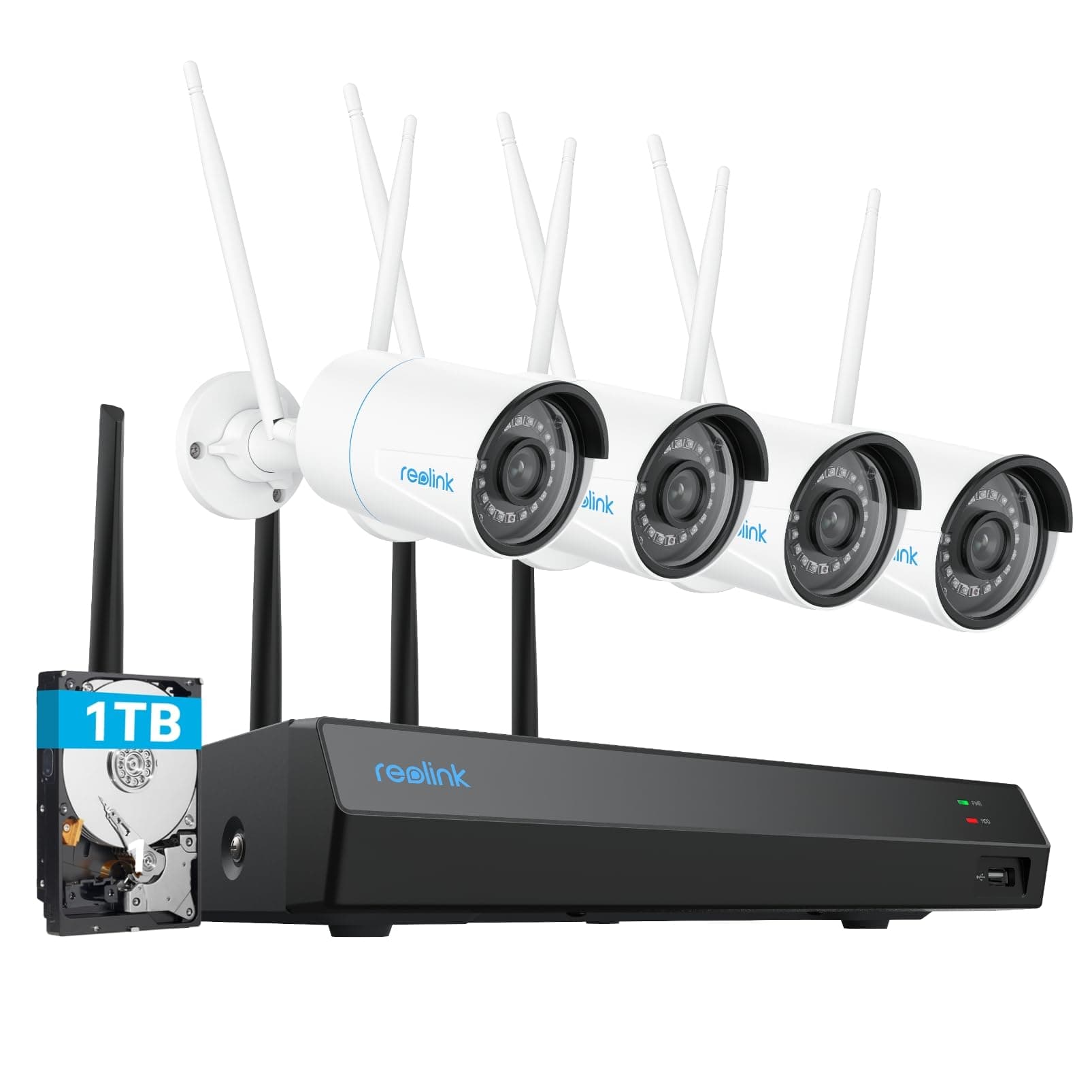 5MP Security Camera System, 5/2.4GHz Dual-Band Wi-Fi, 16CH NVR with 1TB HDD, Expandable to 8TB, Full Metal Material Plug-in Cameras, Smart Detection, 24/7 Recording, RLK12-500WB4