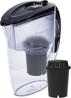 Invigorated Water Alkaline Water Filter Pitcher - Long Lasting Alkaline Water Pitcher Filter with Multi-Stage Filtration System - High pH Alkaline Pitcher Water Jug & 1 Alkaline Filter - 2.5L (Black)