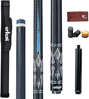 CRICAL Carbon Fiber Pool Cue Stick 58" Billiard Cue Sticks Professional Low Deflection Pool Sticks with 3/8 * 8 Pin Joint and 12.5mm Tip