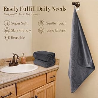 Orighty Bath Towel Set (68 x 137 cm) - Soft Bath Towel Set, Highly Absorbent Microfibre Towels for Body, Quick Drying, Microfibre Bath Towels for Sports, Yoga, SPA, Fitness - Grey