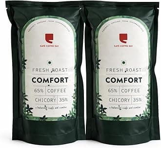 Cafe Coffee Day Comfort 65% Coffee 35% Chicory - 200Gm Each (Pack Of 2) | Medium To Dark Roast | South Indian Filter Coffee | Fresh From Chikmagalur Factory, Packet