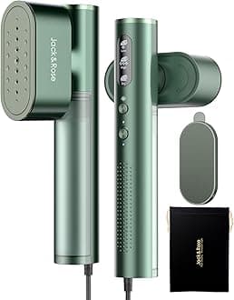 Jack ＆ Rose Travel Steamer for Clothes,100-220V Portable Iron,15s Heat Up,Steamer ＆ Iron 2 In 1, Travel Size,Large Ceramic Heat Panel,for Global and Europe