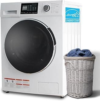 Washer Dryer Combo for RV Ventless, 2.7 cu.ft 120V Portable Washing Machine And Dryer All In One, 24"W Compact for Apartment Home Dorm Camper Front Load Stackable Small Clothes Washer With 16 Circles