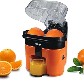 Clikon 2 in 1 Citrus Juicer with Dual Squeezer Technology, One Touch Operation, Built-in Citrus Slicer, 90 Watts, 2 Years Warranty, Orange and Black - CK2258
