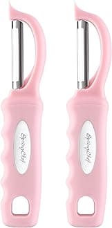Spring Chef Premium Swivel Vegetable Peeler, Soft Grip Handle and Ultra Sharp Stainless Steel Blades - Perfect Kitchen Peeler For Veggie, Fruit, Potato, Carrot, Apple - Pink Lemonade - Set of 2