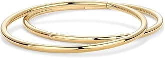 PAVOI 14K Gold Plated Bangle Bracelet for Women | Classic Lightweight Stacking Stainless Steel Bracelet | Single & 2-Pack Bangles