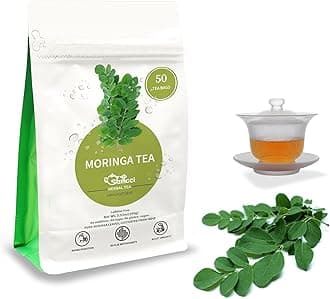 Samcci - Moringa Tea - 50 Tea Bags - Pure Moringa Leaves, Herbal Tea for Supporting Digestion & Immune System - Non-GMO - Vegan - Caffeine-Free - Natural Herbal