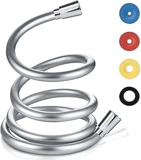 SANTRAS® Premium Chrome Shower Hose 2 m Made in Germany with Water Saving – Particularly Flexible and Torsion Resistant with Flow Limiter in Stainless Steel Look