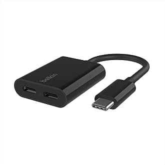 Belkin RockStar USB-C Audio + Charge Adapter, Headphone Adapter w/ USB-C 60W Power Delivery Fast Charging for iPhone, iPad Pro, Galaxy, Note, Google Pixel, LG G6, Sony Xperia, OnePlus, & More - Black