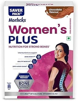 Horlicks Women's Plus Chocolate Nutrition Drink 400 g Refill Pack, Nutrition for strong Bones with 100% daily Calcium & Vitamin D - No Added Sugar