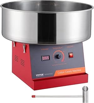 1000W Electric Cotton Candy Floss Machine, Commercial Cotton Candy Floss Machine with Stainless Steel Bowl and Sugar Spoon, Perfect for Home, Children's Birthday, Family Party (Red)