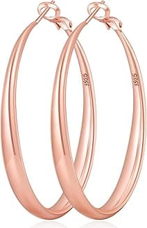 PABBEU S925 SterlingSilver Hoop Earrings Hypoallergenic Silver Hoop Earrings for Women Lightweight Large Sterling Silver Hoops Earring 30/50/70mm