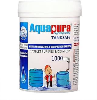 Aquapura Chlorine Water Purification Tablets| Each Tablet for 1000 Liters, 25 Tablets Pack|(25000 liters Purification) 3 Years Shelf Life & Warranty, Chlorine Tablets for Overhead & Undergorund Tanks