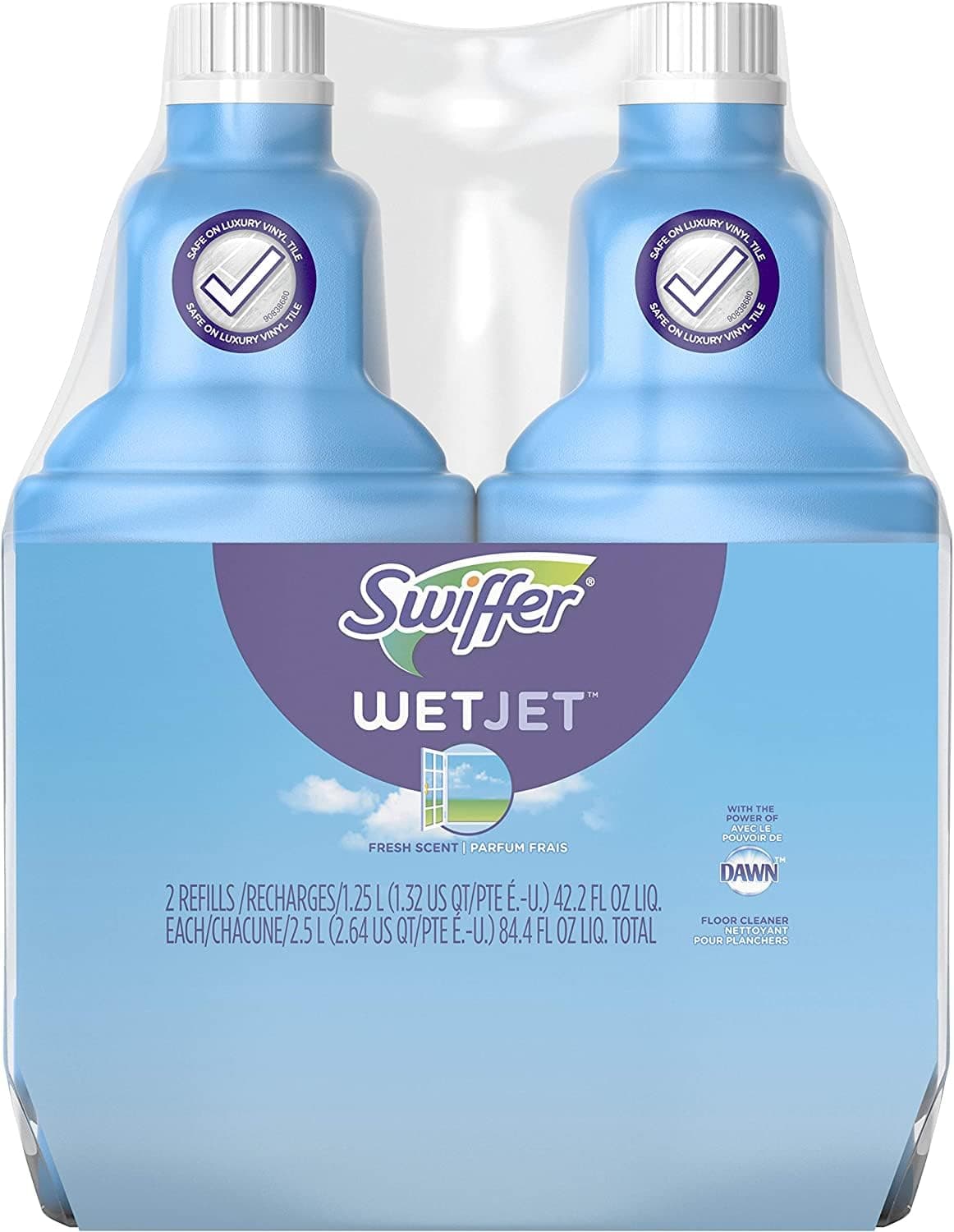Swiffer WetJet Floor and Hardwood Multi Surface Cleaning Solution Open Window Refill Fresh Fragrance 1.25L (Pack of 2)