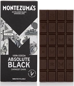 Montezuma's Absolute Black, 100% Cocoa, Dark Chocolate, Gluten Free & Naturally Vegan, 90g Bar