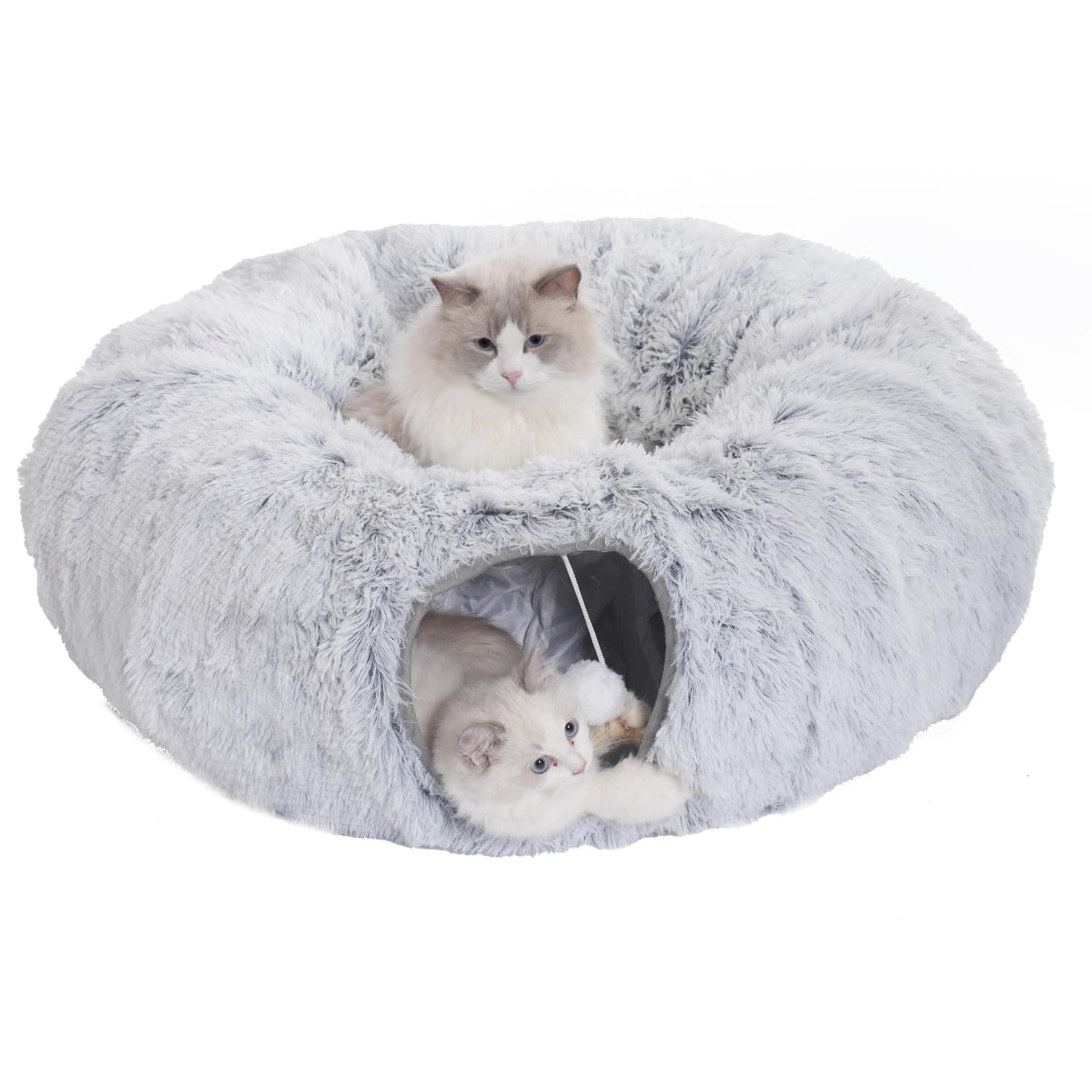 PETS-TOP XXL Indoor Cat Tunnel with Fluffy Cushioned Bed