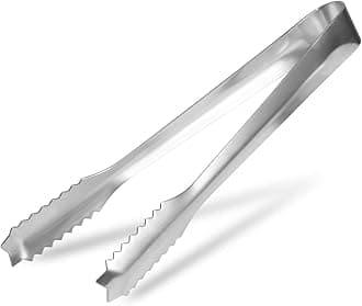 WAFJAMF Ice Tongs,7 Inch Bar Serving Tongs,304 Stainless Steel,-Silver Plated-for Bar Kitchen Restaurant